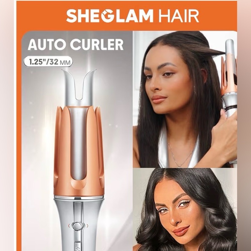 SHEGLAM Automatic Curling Iron - Silver and Orange - Picture 2 of 7